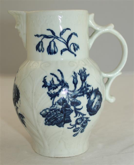 A Worcester leaf moulded mask jug, c.1770, 14.5cm